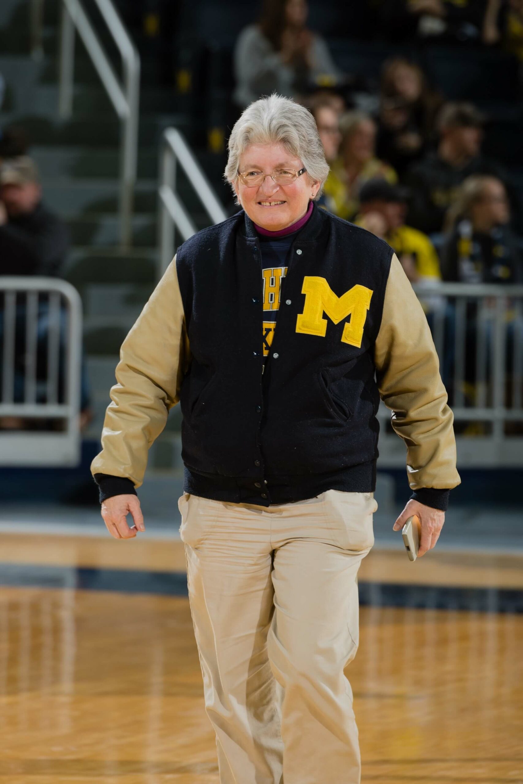 Sheryl Szady in her block “M” letter jacket